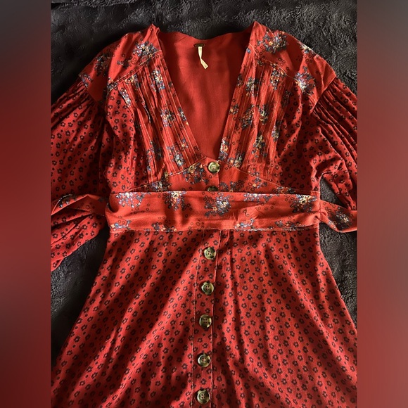 Free People Wonderland Floral Fit and Flare Long Sleeve Mini Dress Small - Picture 7 of 9